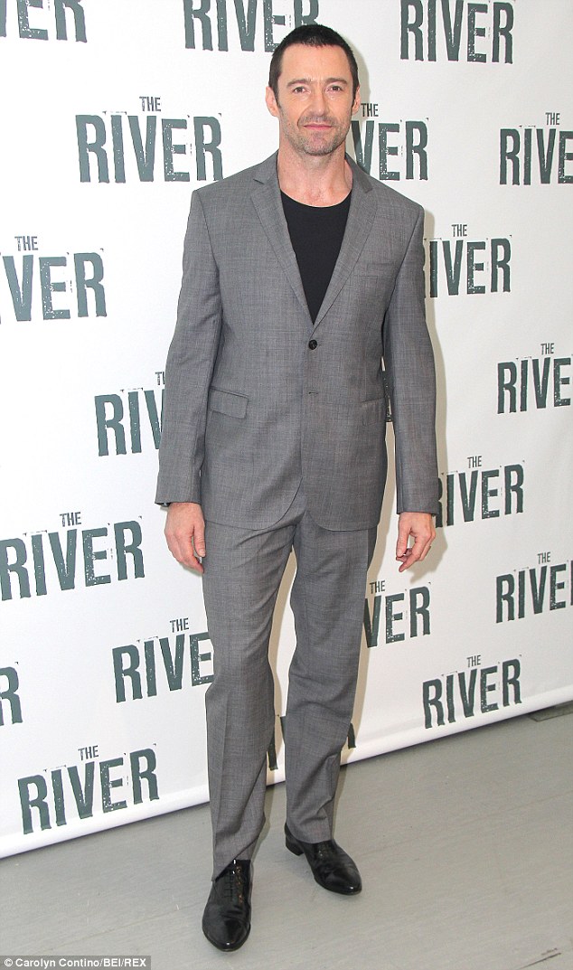 Slip up: Hugh Jackman accidentally sliced his finger during a performance of his Broadway show The River on Wednesday